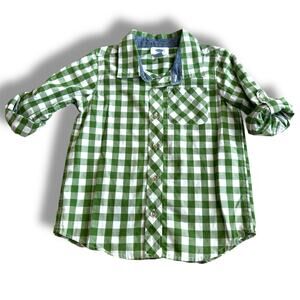 Old Navy Boys Green Gingham Check Shirt - Size 5T